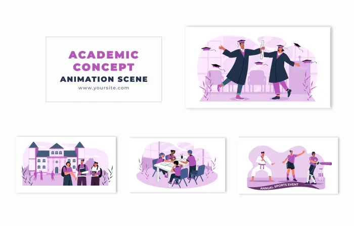 Academic Exploration Vector Character Animation Scene